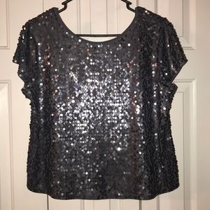 Express Dark Gray Sequins Top